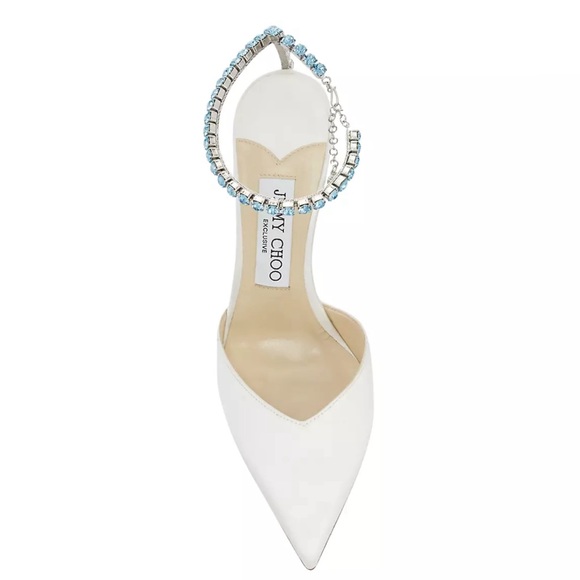 Jimmy Choo Saeda 100MM Crystal-Embellished Satin Pumps Size 7 - Picture 4 of 5